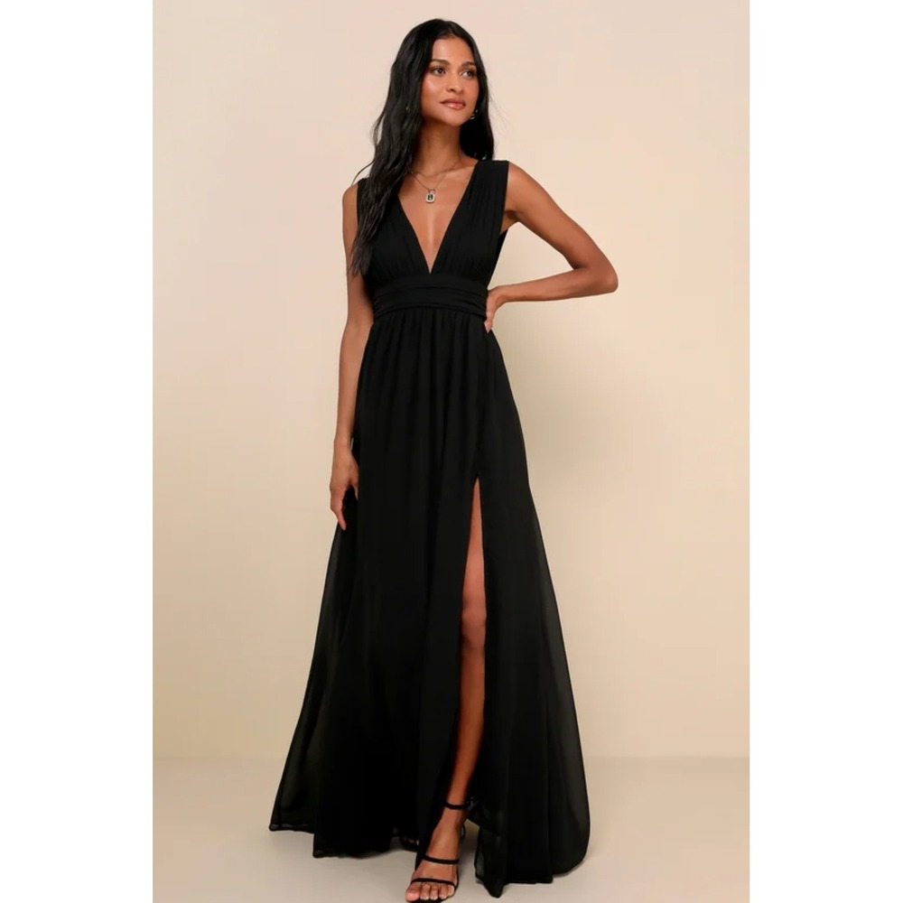 Lulus Heavenly Black Formal Maxi Dress Whimsigoth Wedding Dark Fairy‎ Size XS